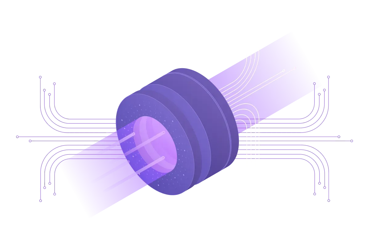 A purple object with a black background.